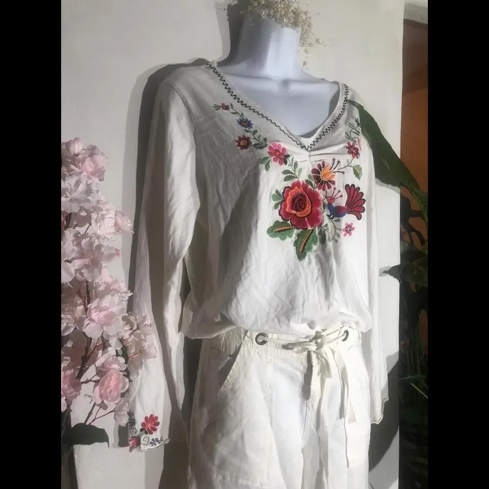 White stag Embroidered white shirt large - Picture 2 of 6
